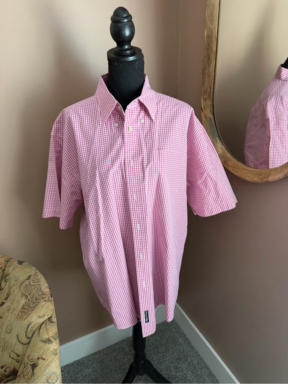 Tommy Hilfiger Pink Gingham Short-Sleeve Button-Down Shirt